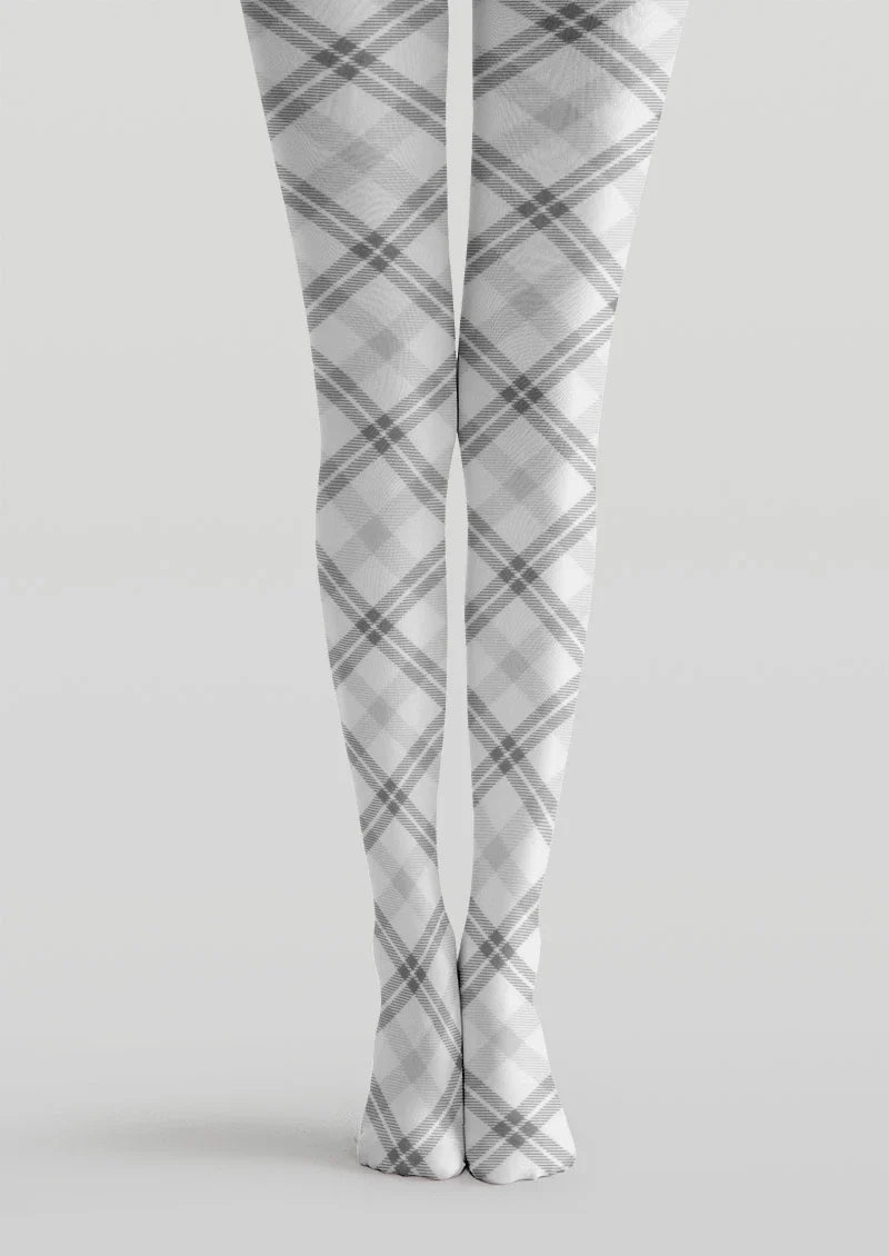 Gray Plaid Tights Hosiery Pantyhose