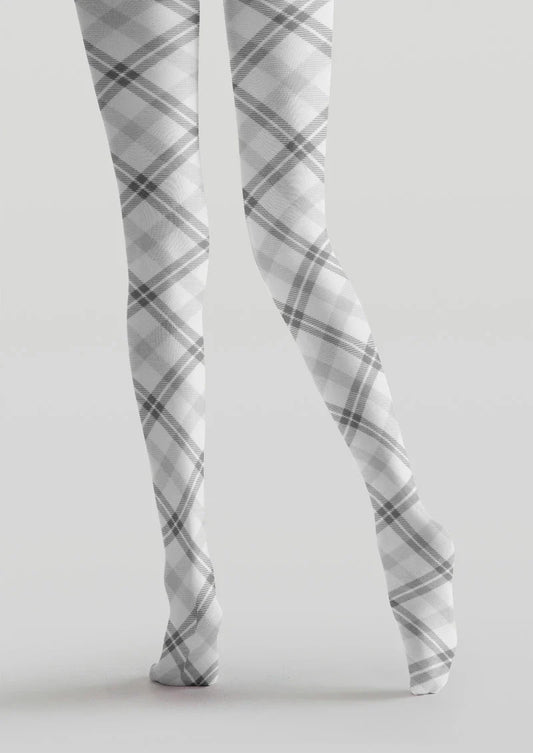 Gray Plaid Tights Hosiery Pantyhose