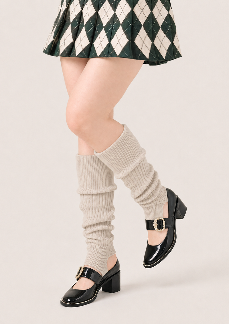 Cozy Ribbed Stirrup Leg Warmers