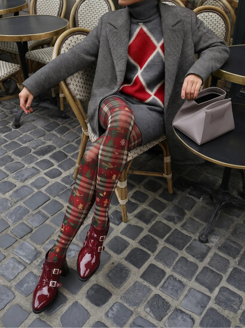 Red Christmas Plaid Tights