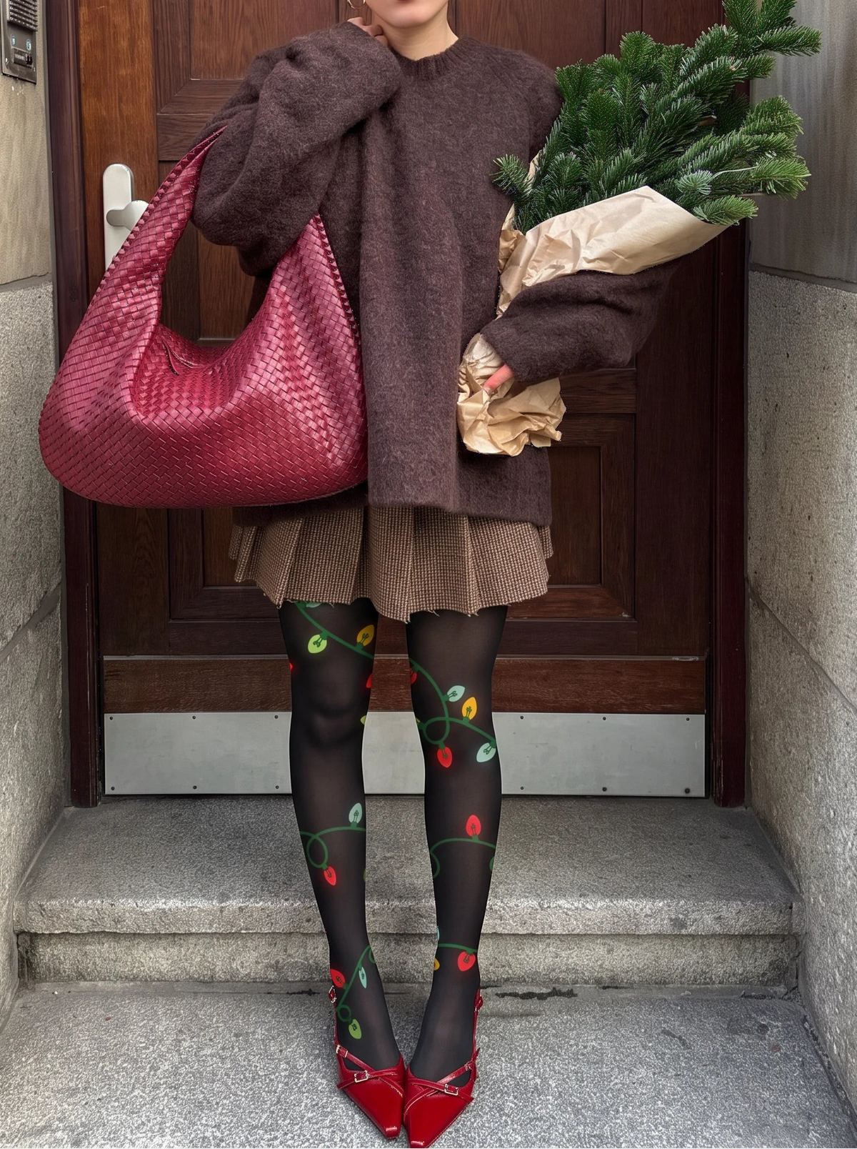 Black Christmas Light Tights