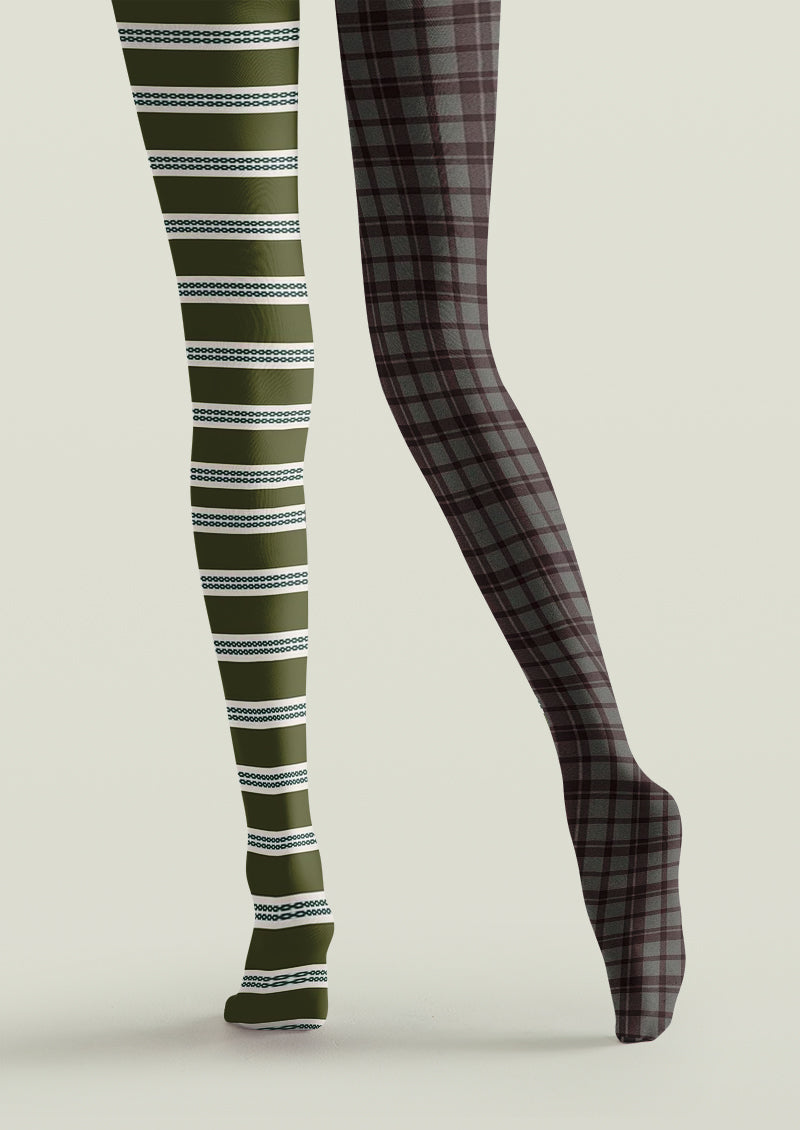 Plaid Striped Patchwork Printed Tights Hosiery Pantyhose