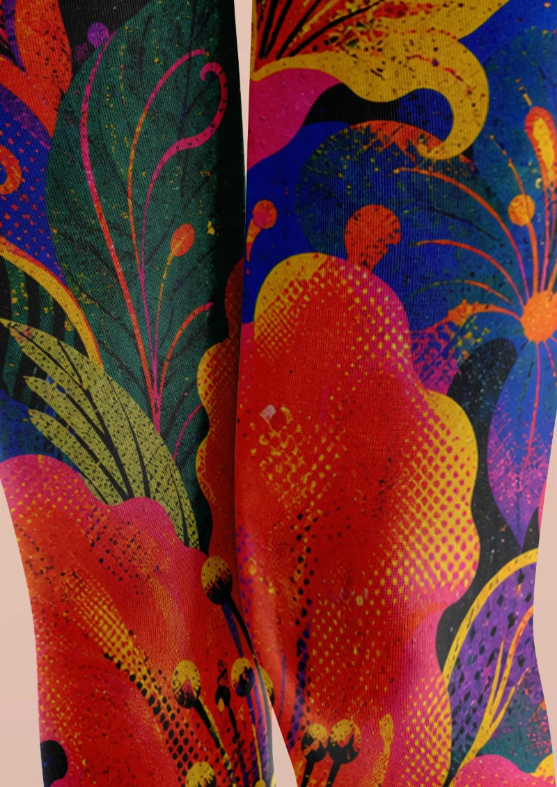 Multicolor Oversized Floral Tights