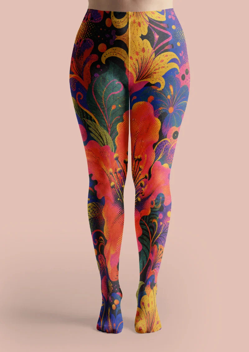 Multicolor Oversized Floral Tights