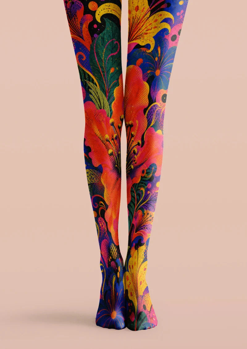 Multicolor Oversized Floral Tights