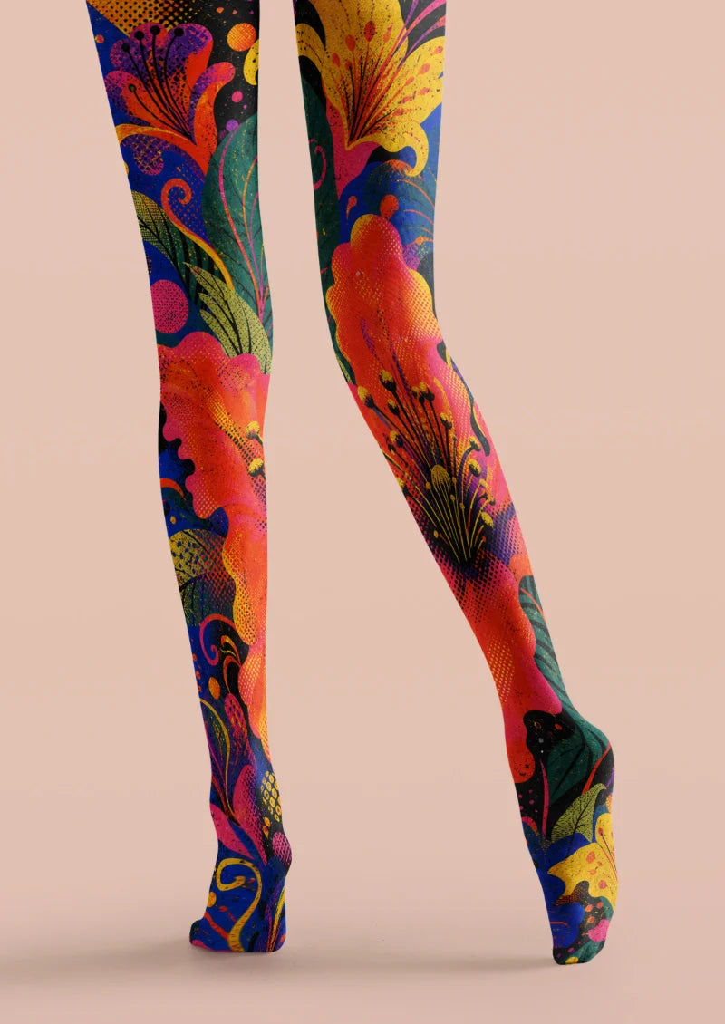 Multicolor Oversized Floral Tights