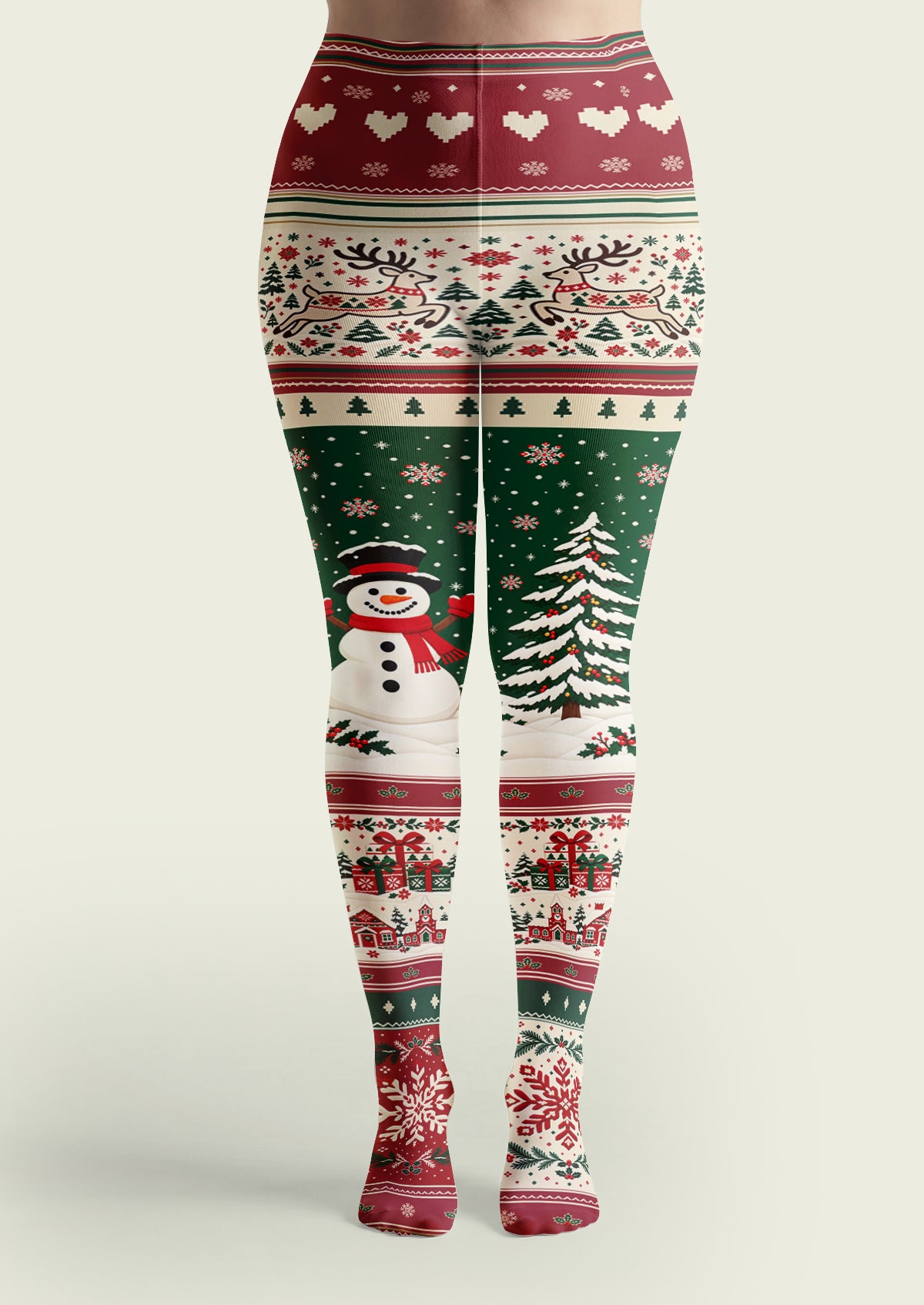 Ivory Christmas Snowman Tights