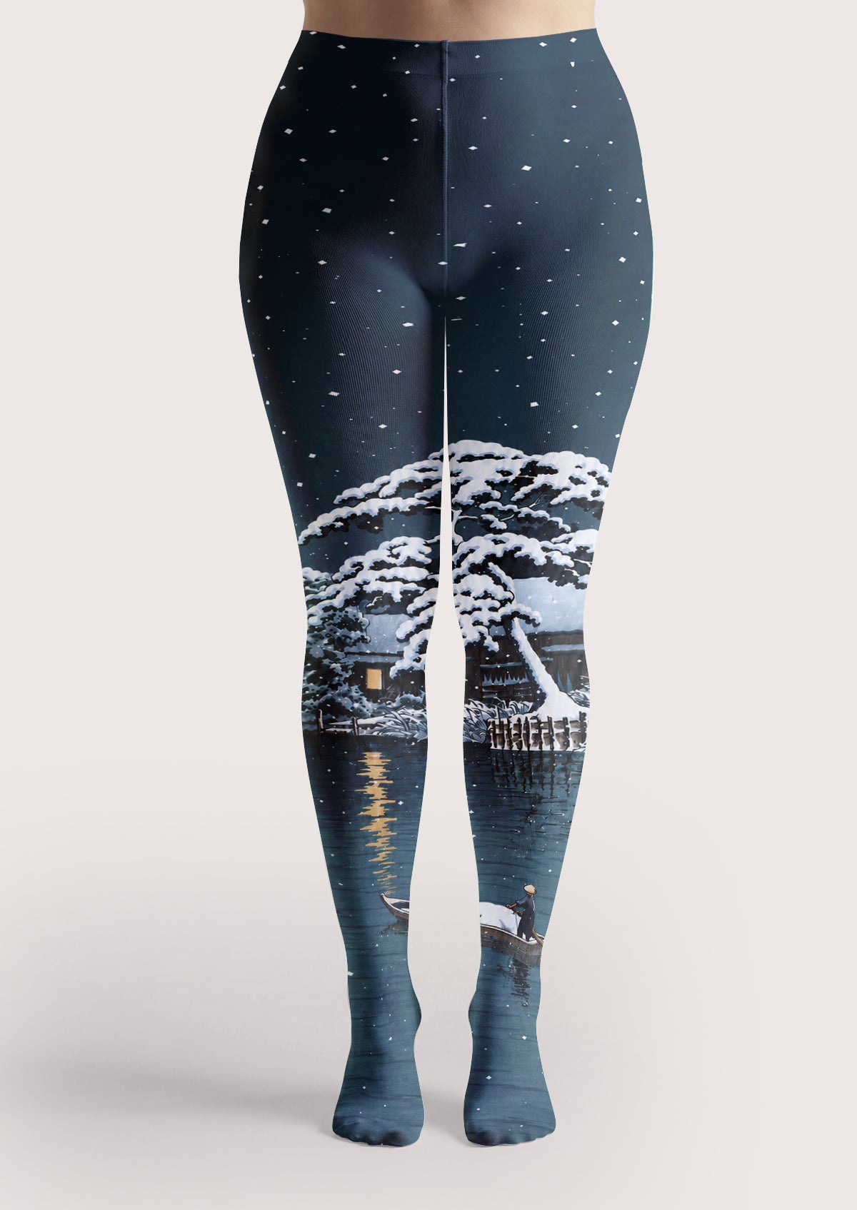 Navy Winter Landscape Tights