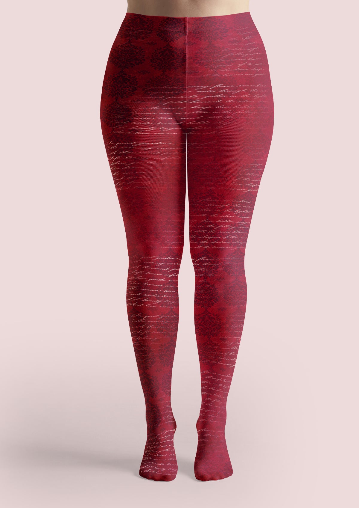 Red Cursive Script Tights