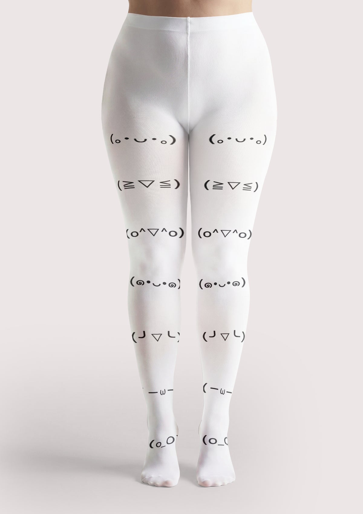 White Emoticon Tights
