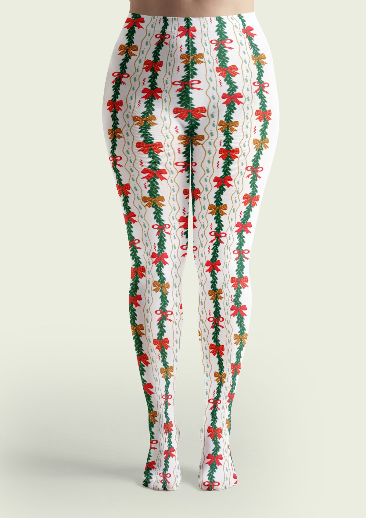 White Christmas Bow Tights