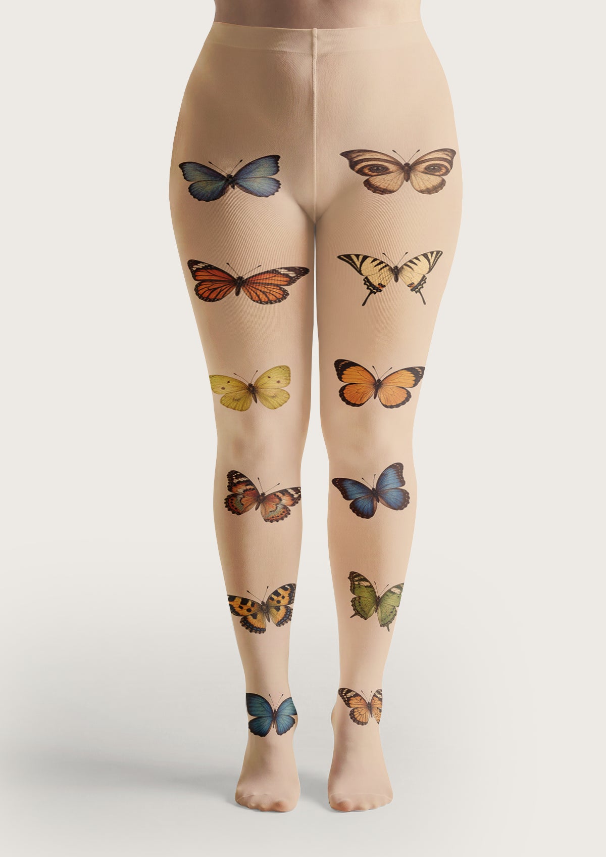 Beige Butterfly Tights