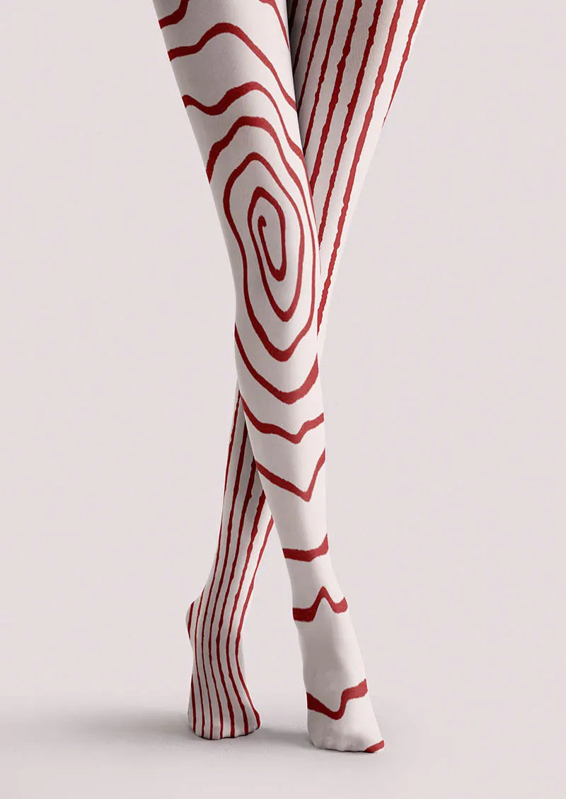 Red Spiral Tights Hosiery Pantyhose