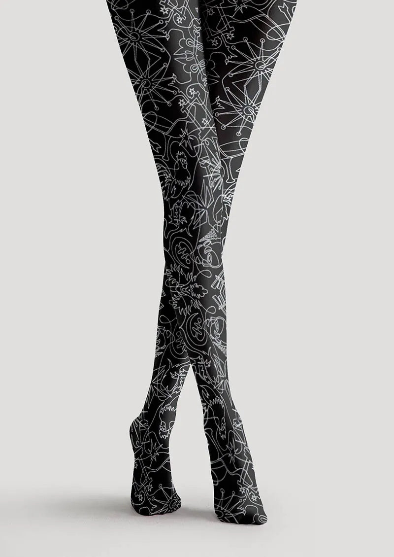 Floral pattern Line Echo Tights Hosiery Pantyhose