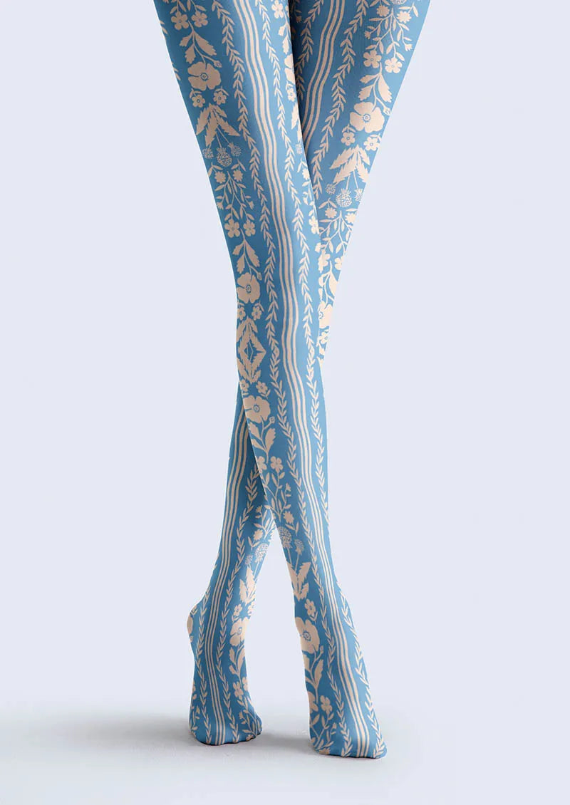 Floral pattern Blue Filigree Tights Hosiery Pantyhose