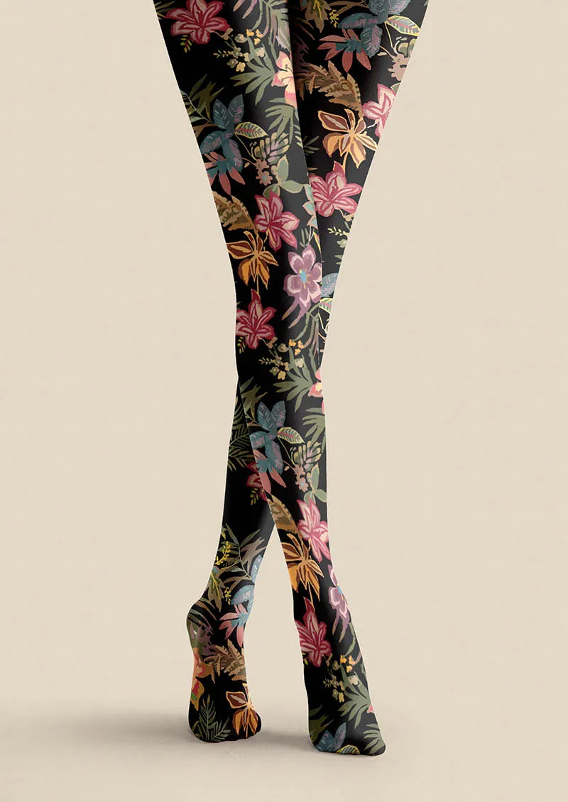 Floral pattern Night Bloom Tights Hosiery Pantyhose