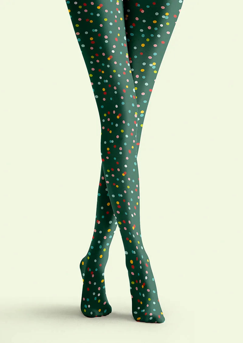 Green Confetti Tights Hosiery Pantyhose
