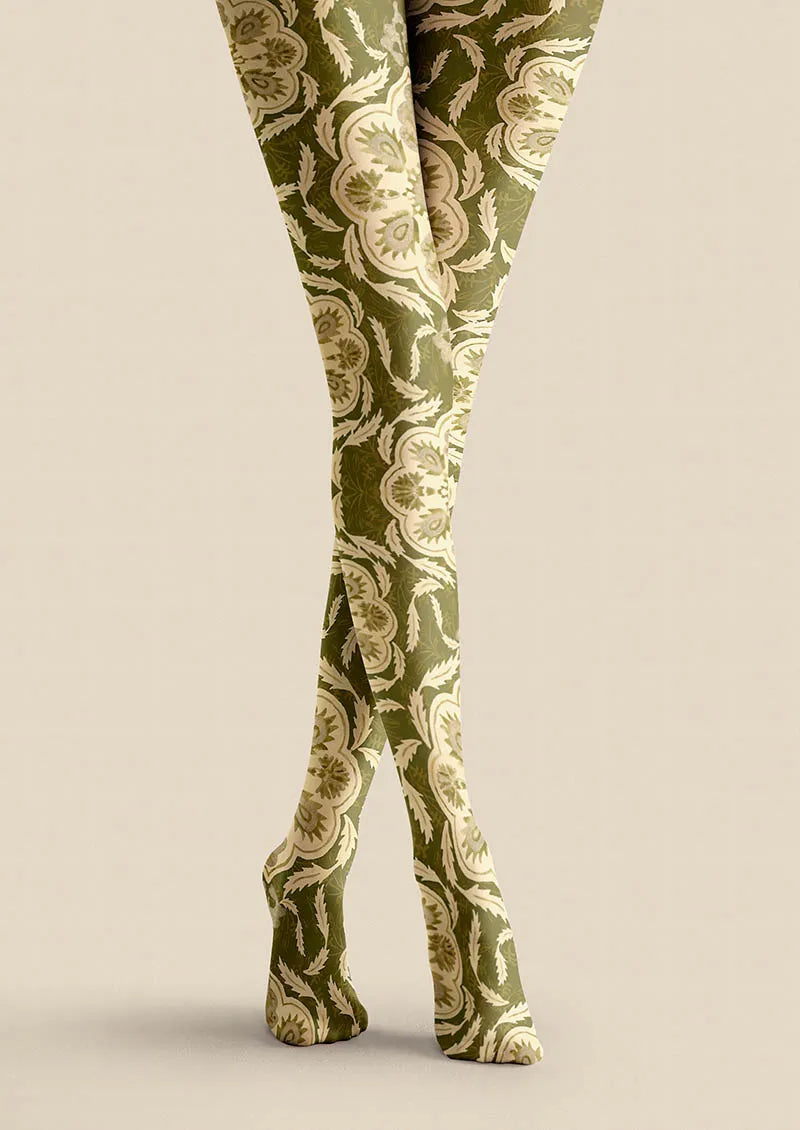 Floral pattern Olive Floral Tights Hosiery Pantyhose