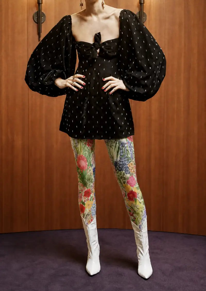Colorful Garden Floral Footless Tights Hosiery Leggings