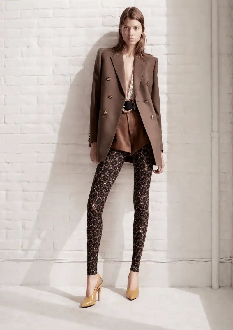 Glitter Leopard Animal Print Footless Tights Hosiery Leggings