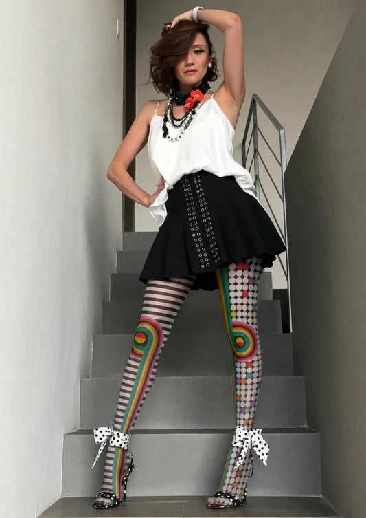 Rainbow Dot Stripe Graphic Tights Hosiery Pantyhose