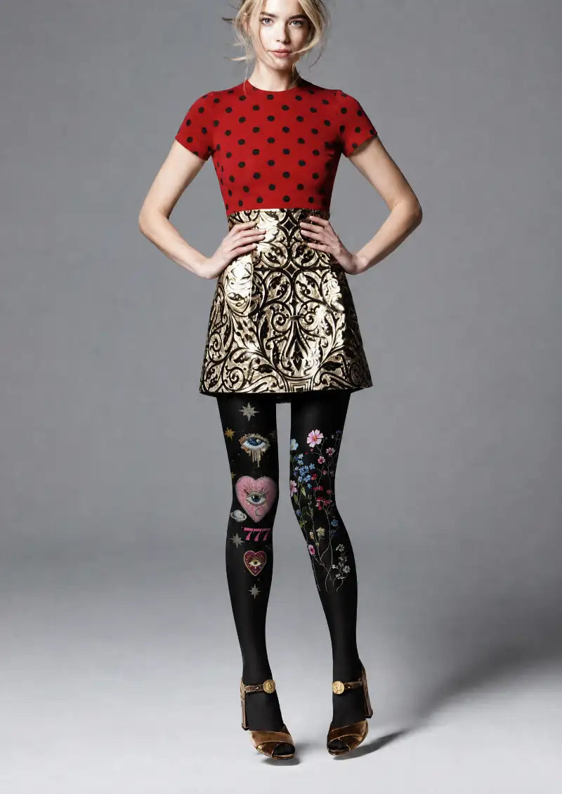 Mystic Eye Wildflower Graphic Tights Hosiery Pantyhose