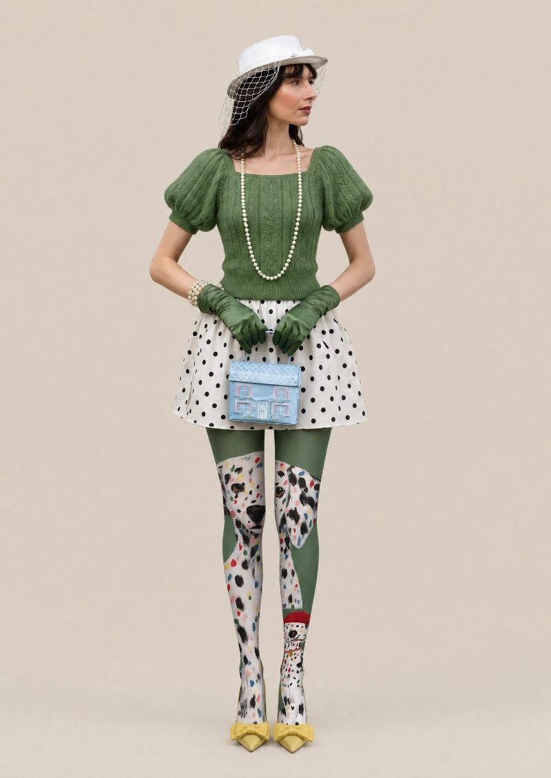 Dalmatian Dog Graphic Tights Hosiery Pantyhose
