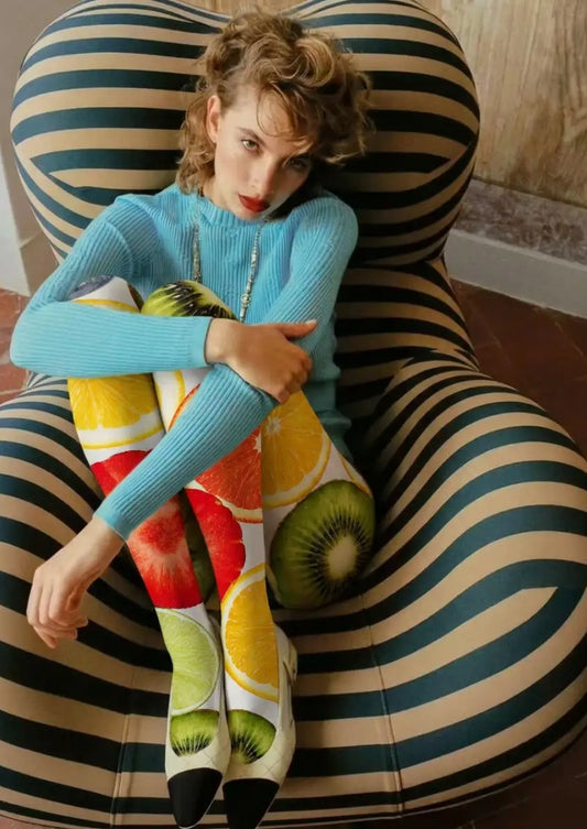 Citrus Fruit Graphic Tights Hosiery Pantyhose
