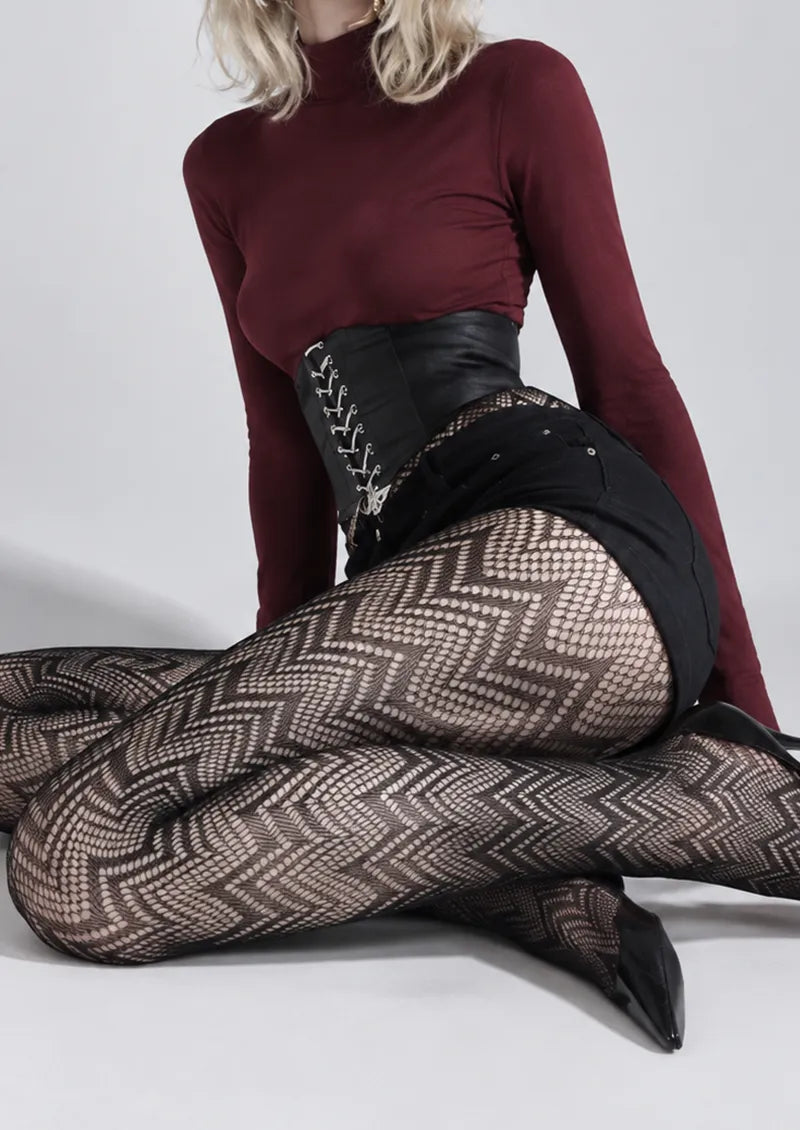 Lace Jacquard Fishnet Tights