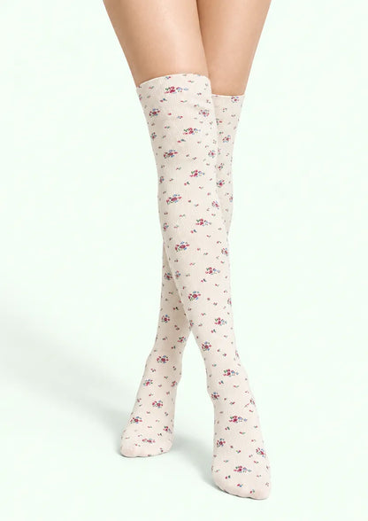 Black Ditsy Floral Knee Stockings