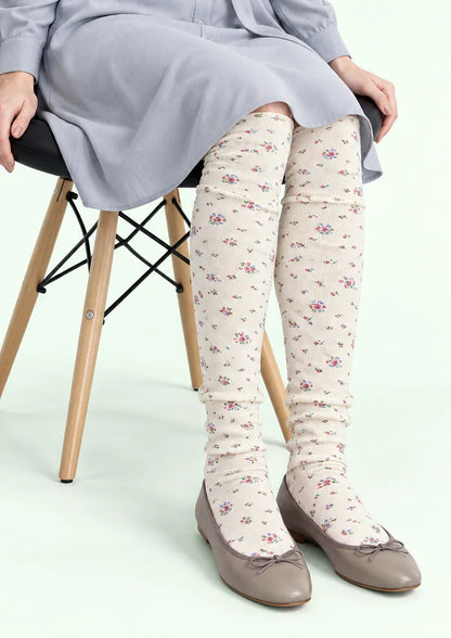 White Ditsy Floral Knee Stockings