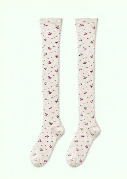 Black Ditsy Floral Knee Stockings