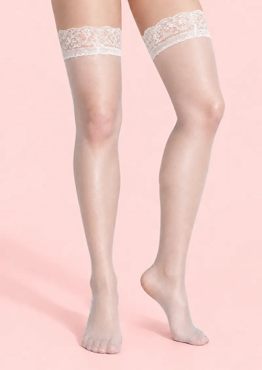 White Back Seam Lace Top Knee Stockings