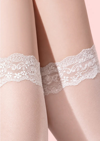 White Back Seam Lace Top Knee Stockings