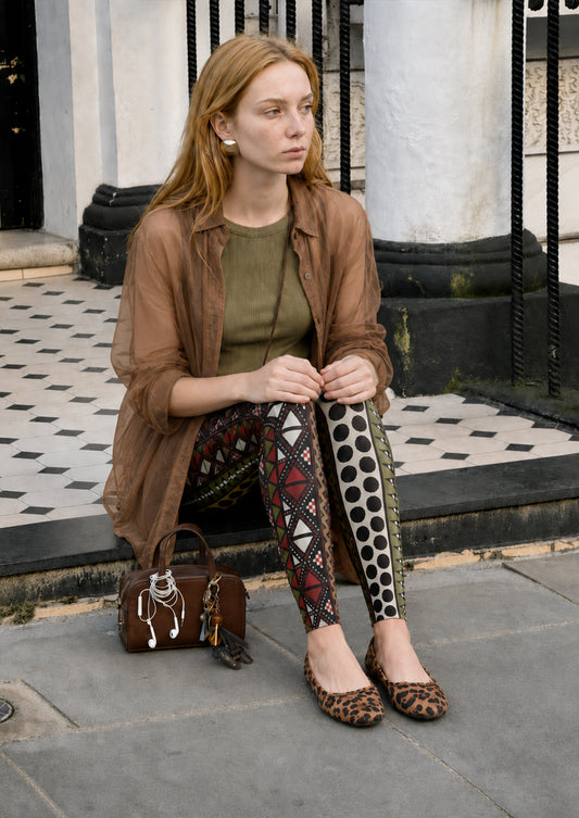 Tribal Mosaic Footless Tights Hosiery Leggings