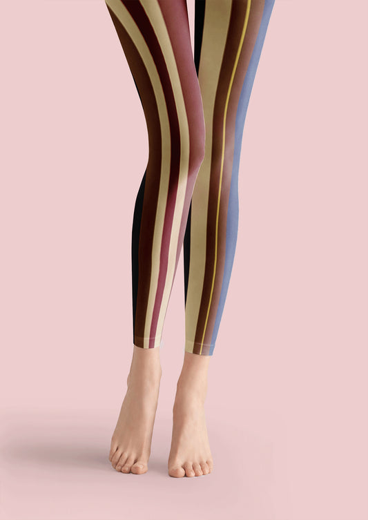 Retro Stripe Footless Tights Hosiery Leggings