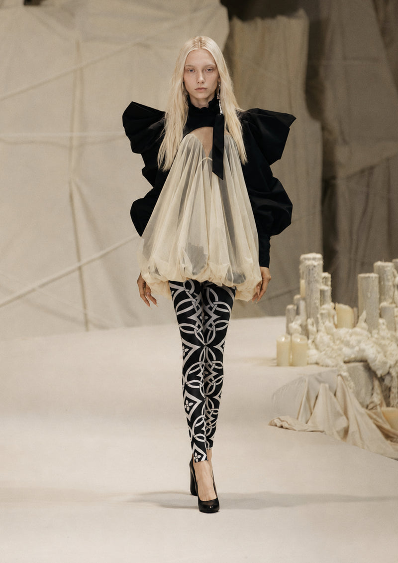 Monochrome Knot Footless Tights Hosiery Leggings