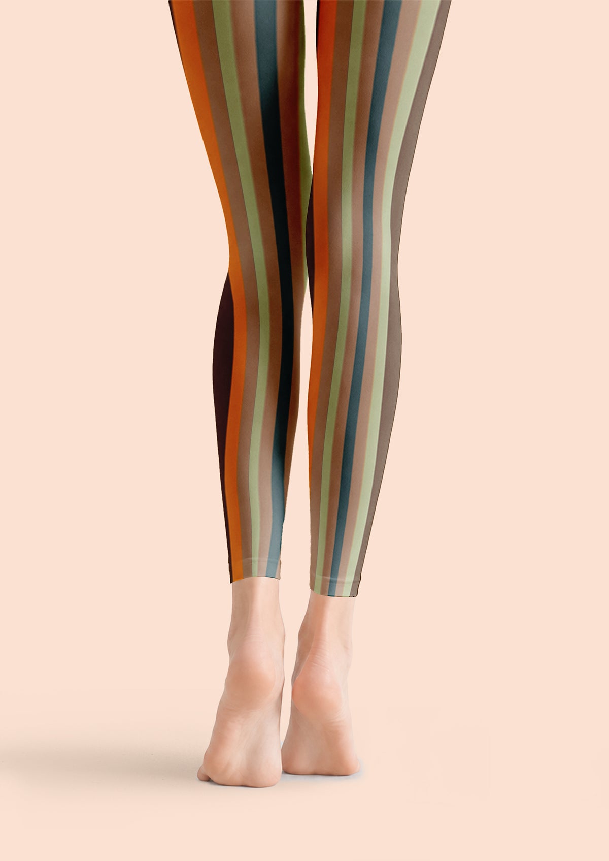 Retro Wave Stripe Footless Tights Hosiery Leggings