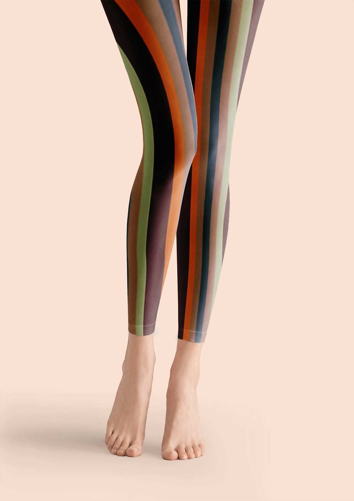 Retro Wave Stripe Footless Tights Hosiery Leggings