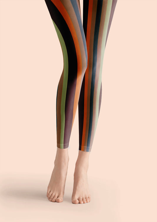 Retro Wave Stripe Footless Tights Hosiery Leggings
