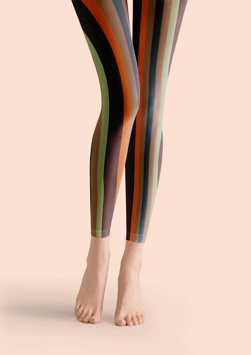 Retro Wave Stripe Footless Tights Hosiery Leggings