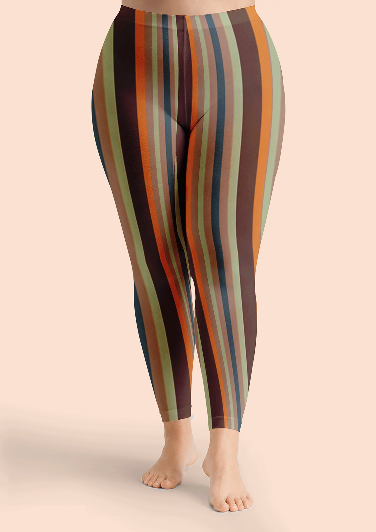 Retro Wave Stripe Footless Tights Hosiery Leggings