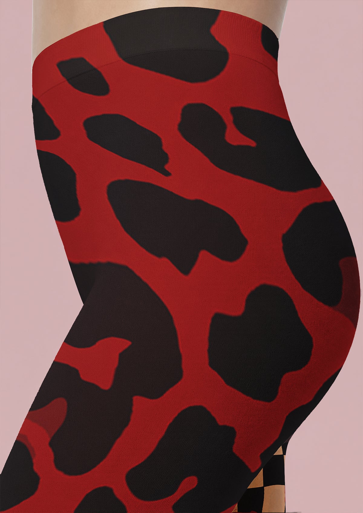 Checkered Leopard Footless Tights Hosiery Leggings
