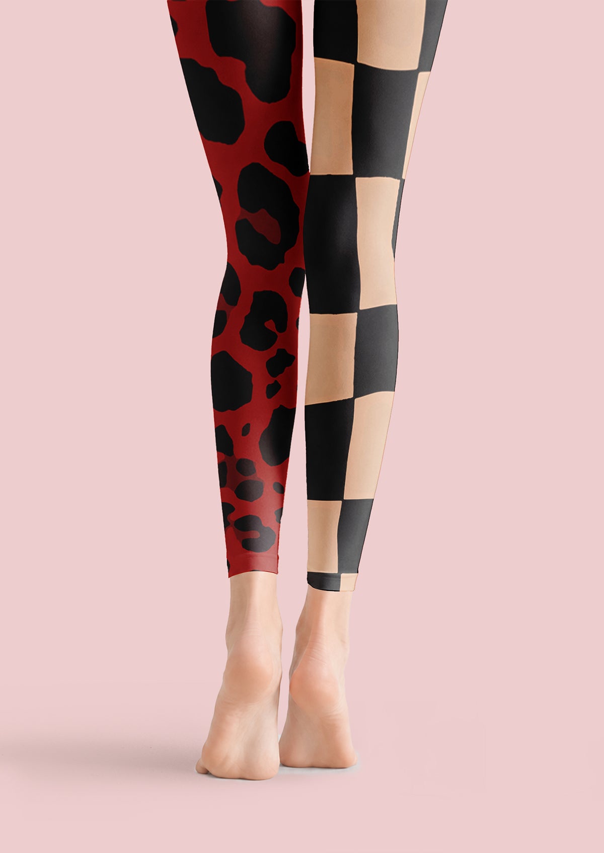 Checkered Leopard Footless Tights Hosiery Leggings