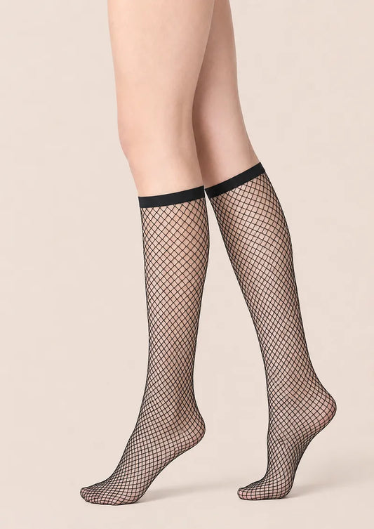 Black Diamond Fishnet Knee-High Socks