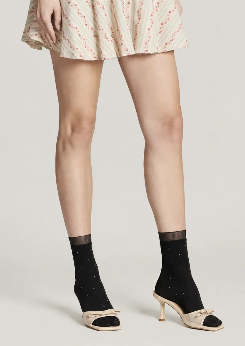 Black Tiny Dot Sheer Cuff Ankle Socks