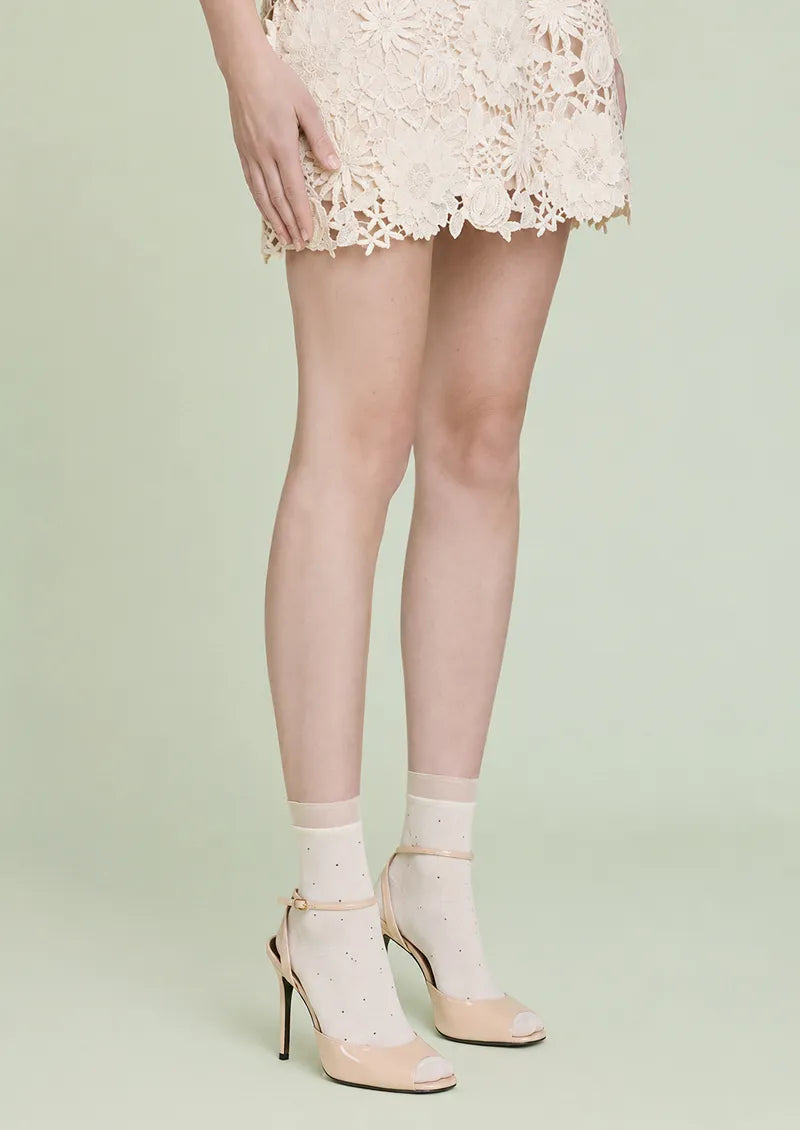 Ivory Tiny Dot Sheer Cuff Ankle Socks