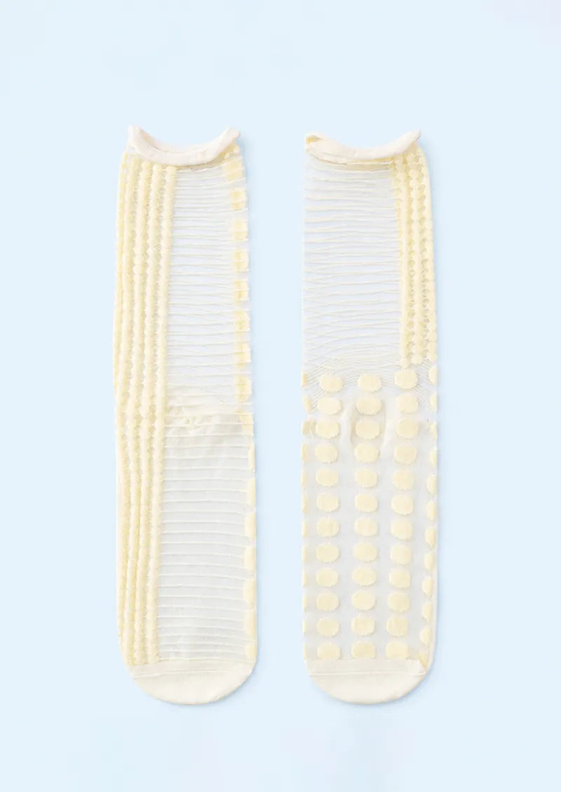 Buttercream Dot Stripe Jacquard Knit Short Socks
