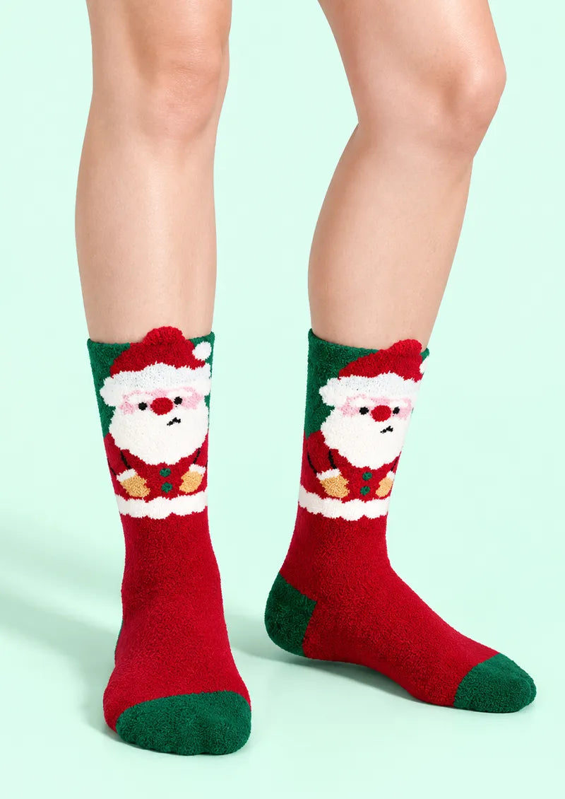 Red Santa Face Crew Socks