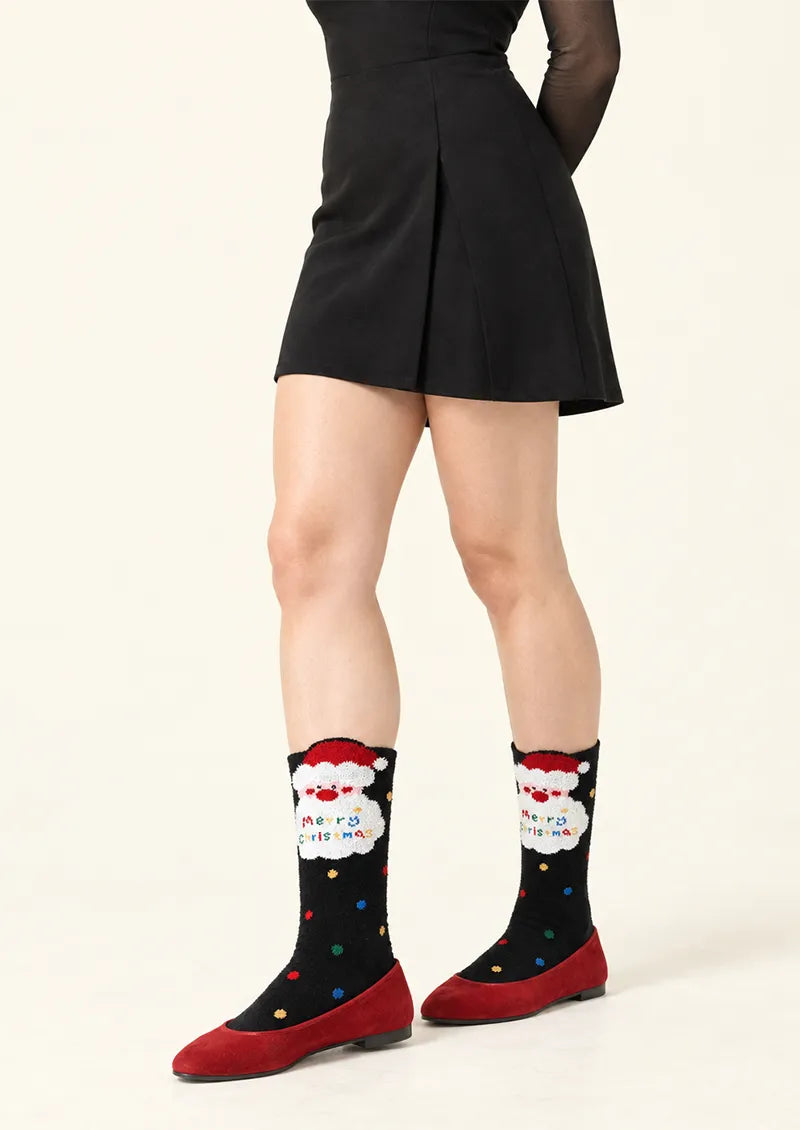 Black Santa Greeting Crew Socks